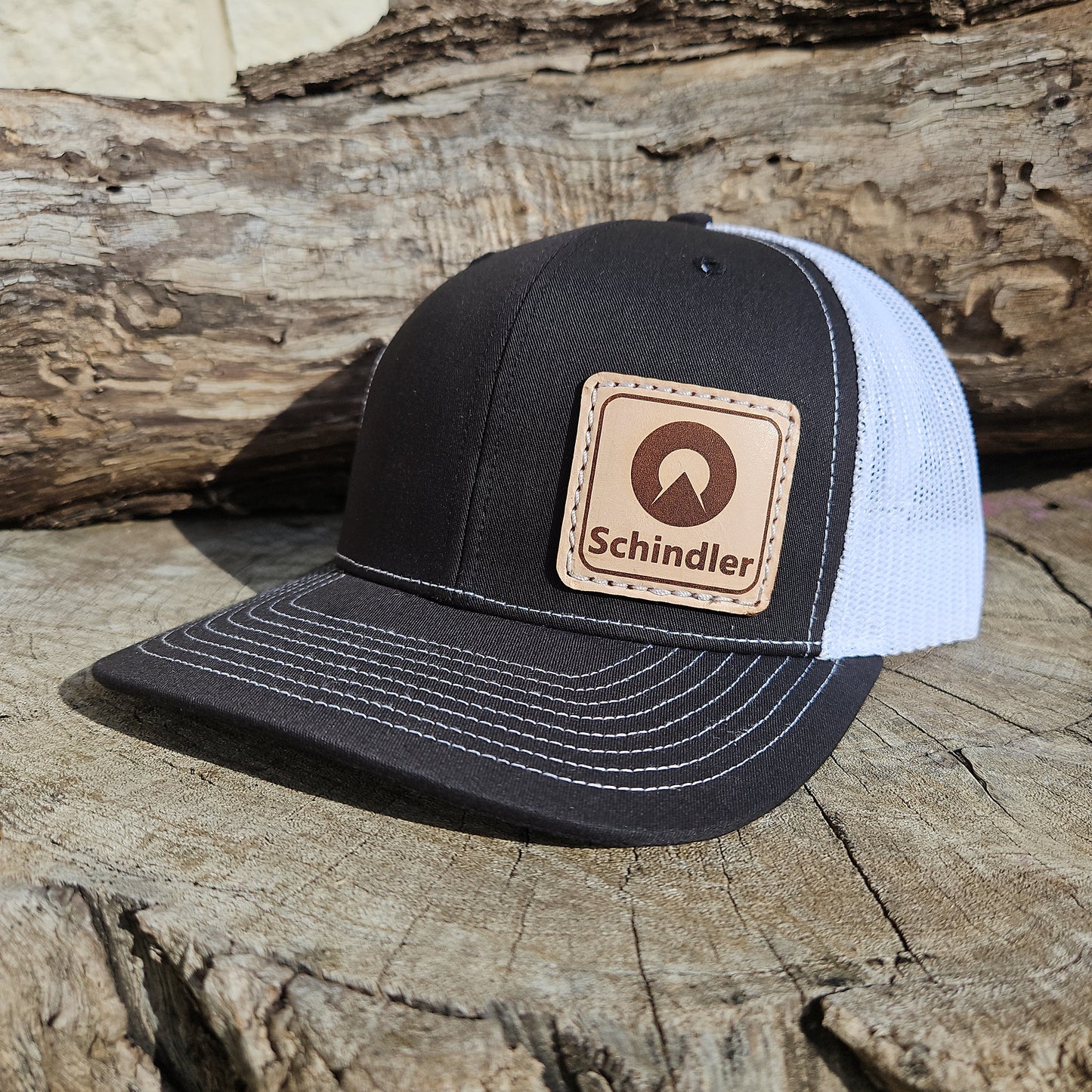 Schindler Elevator-Side Patch Engraved Leather