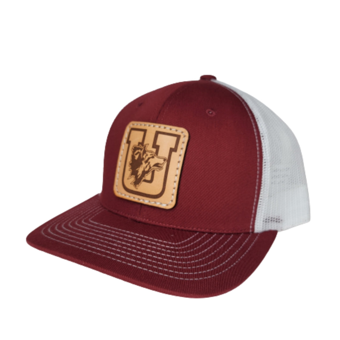 Retro Coyote Trucker Cap-Maroon/White