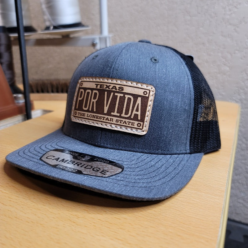 Texas License Plate Heather Charcoal Grey/Black Mesh Por Vida