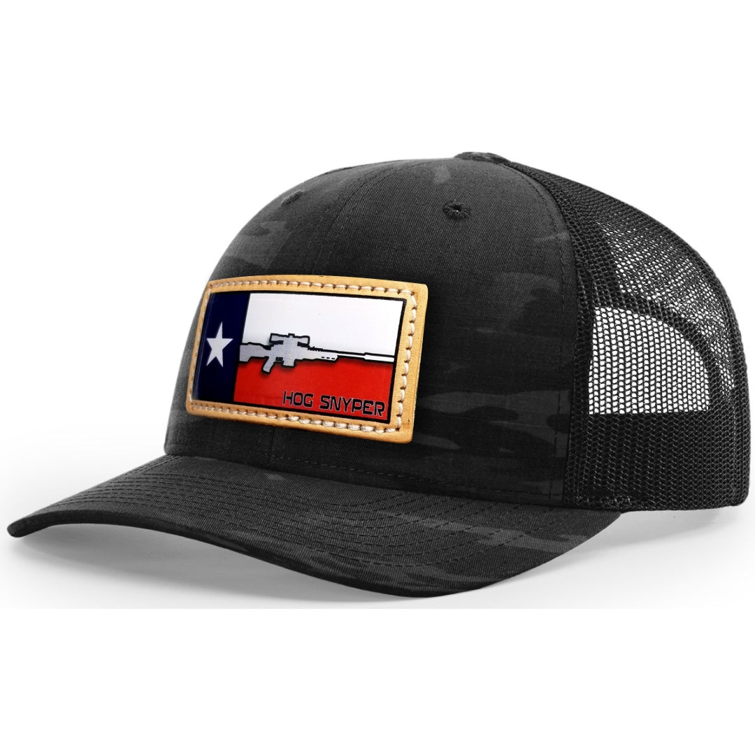 Hog Snyper Full Color Texas Flag-Black Camo