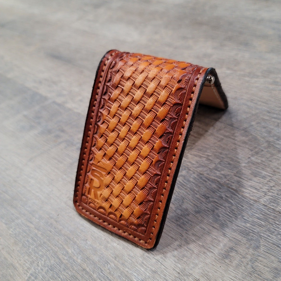 Basket Weave Money Clip- Golden Brown